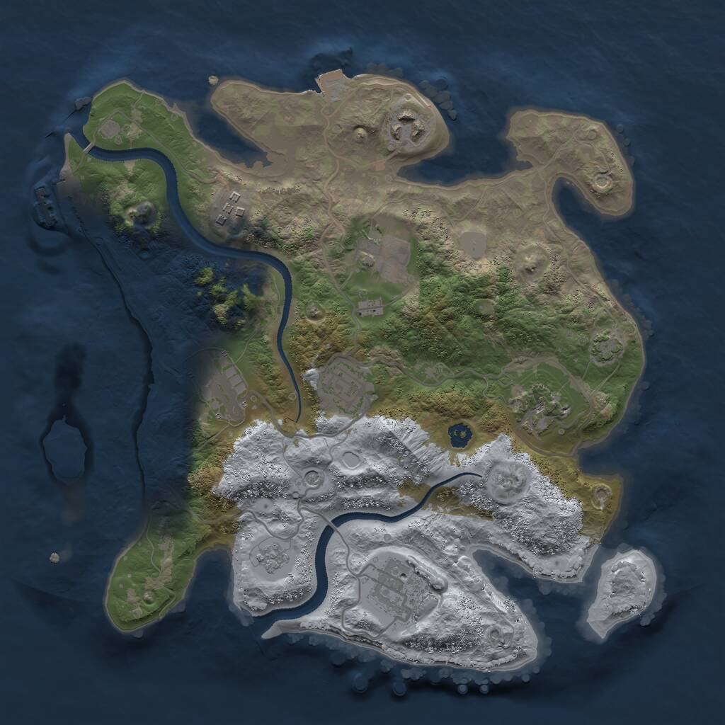 Rust Map: Procedural Map, Size: 3000, Seed: 752363969, 12 Monuments