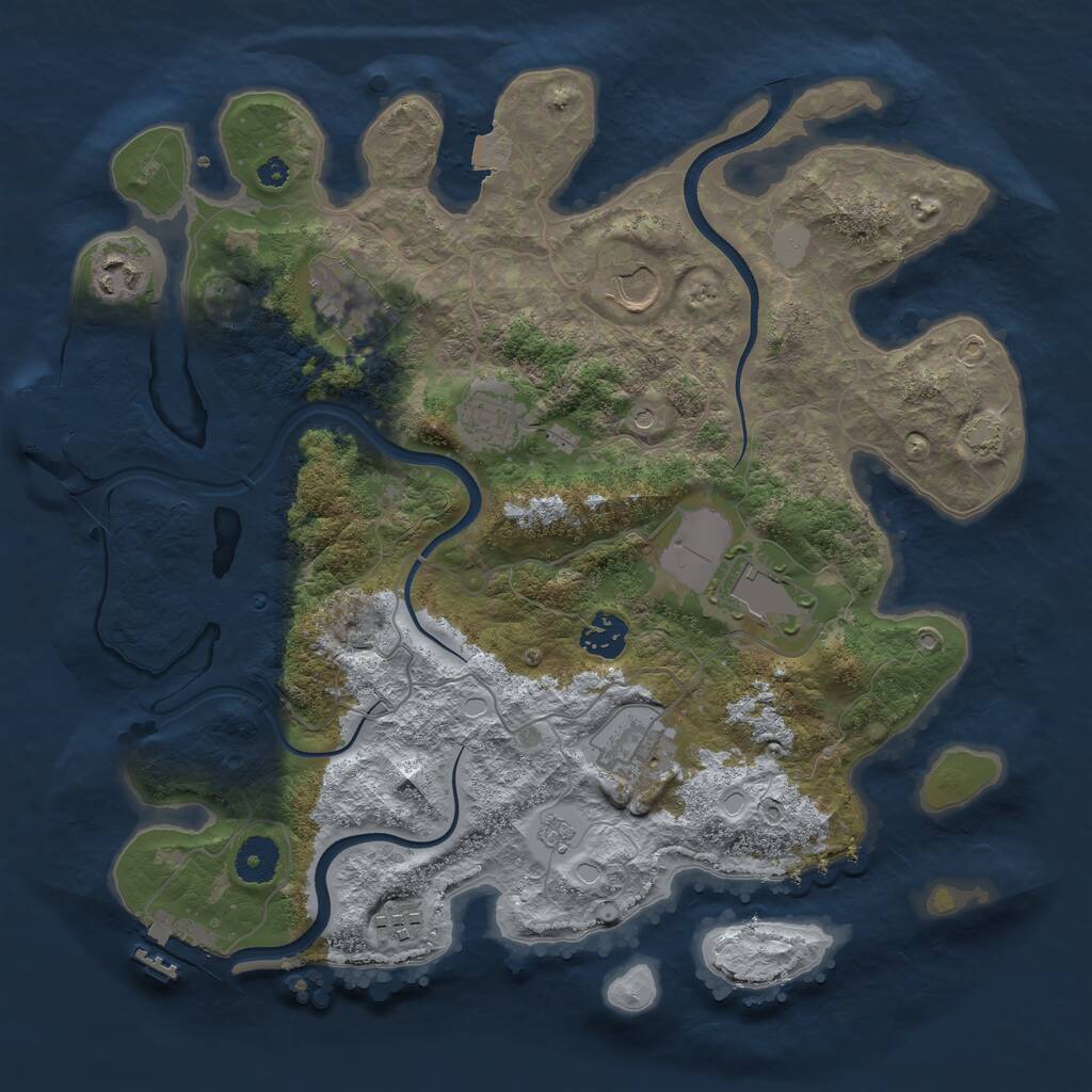 Rust Map: Procedural Map, Size: 3600, Seed: 12122953, 14 Monuments