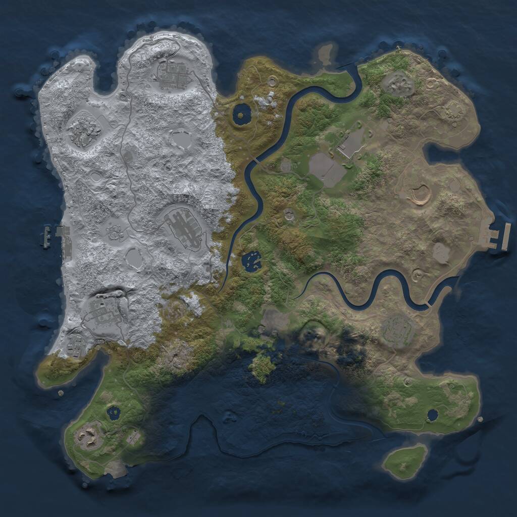 Rust Map: Procedural Map, Size: 3750, Seed: 35289820, 17 Monuments