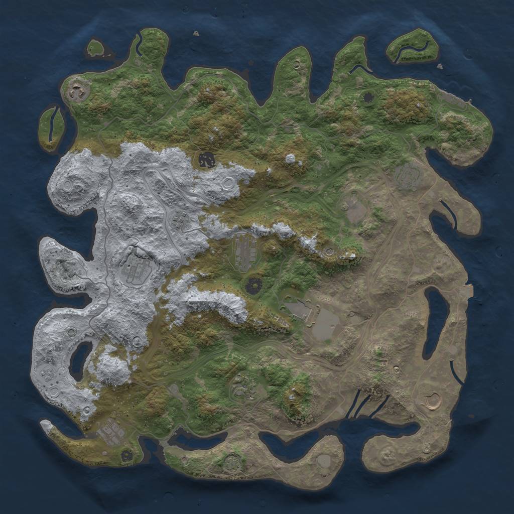 Rust Map: Procedural Map, Size: 4500, Seed: 174509, 18 Monuments