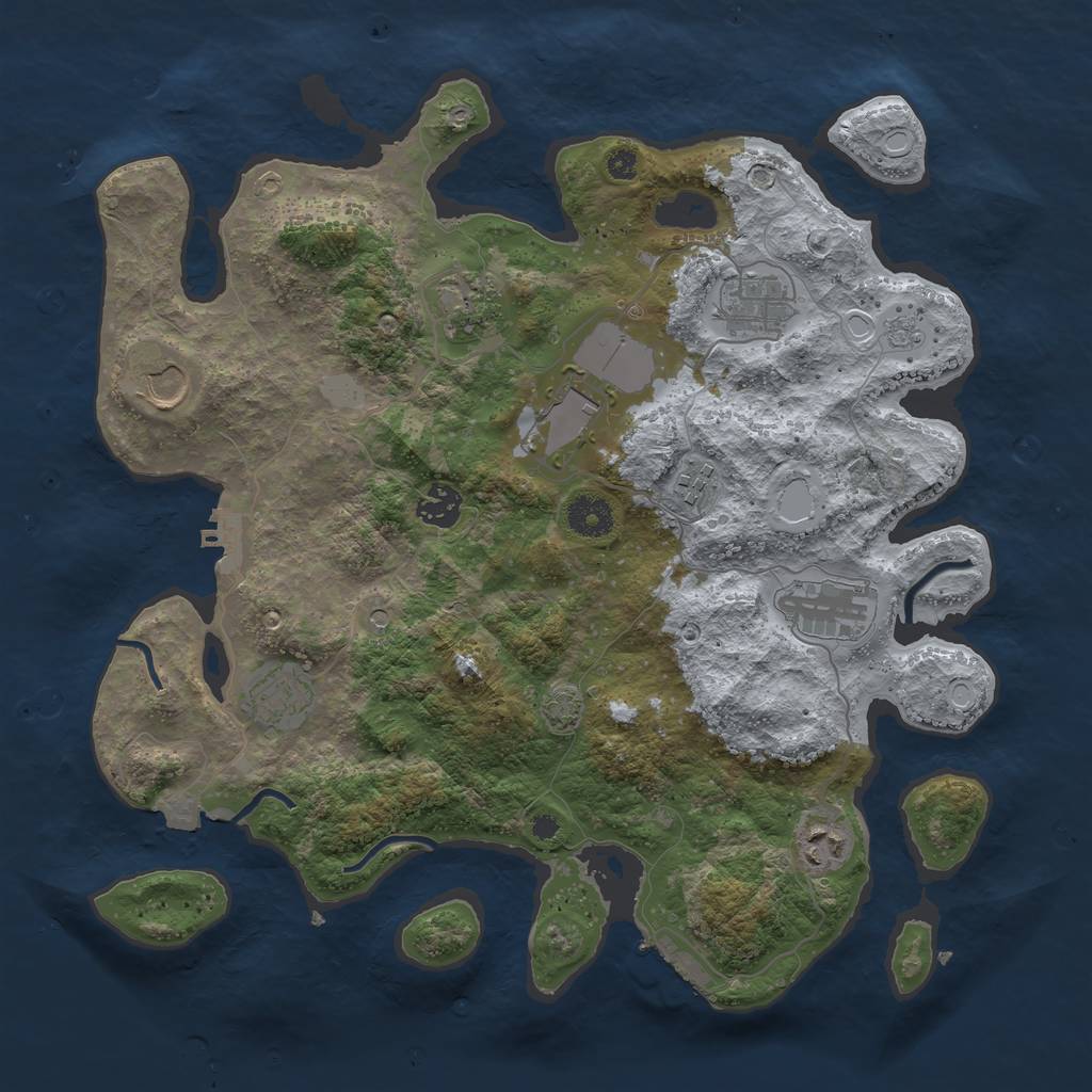 Rust Map: Procedural Map, Size: 3700, Seed: 83187040, 17 Monuments