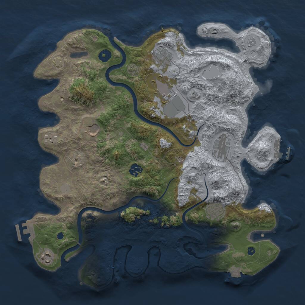 Rust Map: Procedural Map, Size: 3700, Seed: 21576191, 14 Monuments