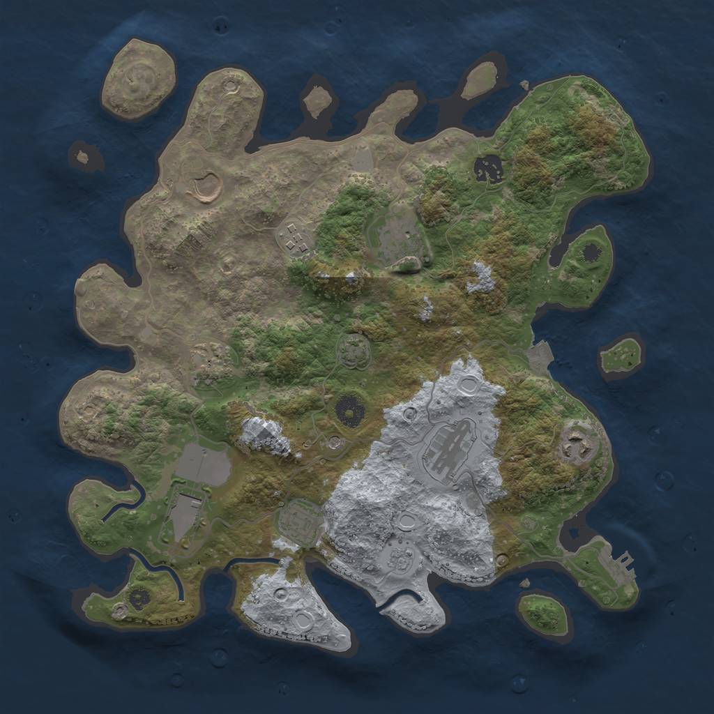 Rust Map: Procedural Map, Size: 3550, Seed: 91609647, 16 Monuments