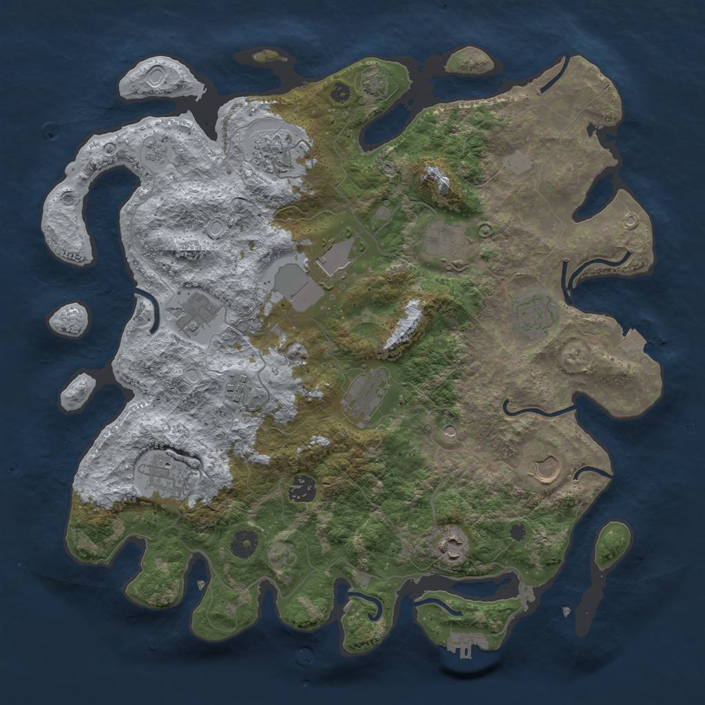 Rust Map: Procedural Map, Size: 3800, Seed: 83769197, 18 Monuments