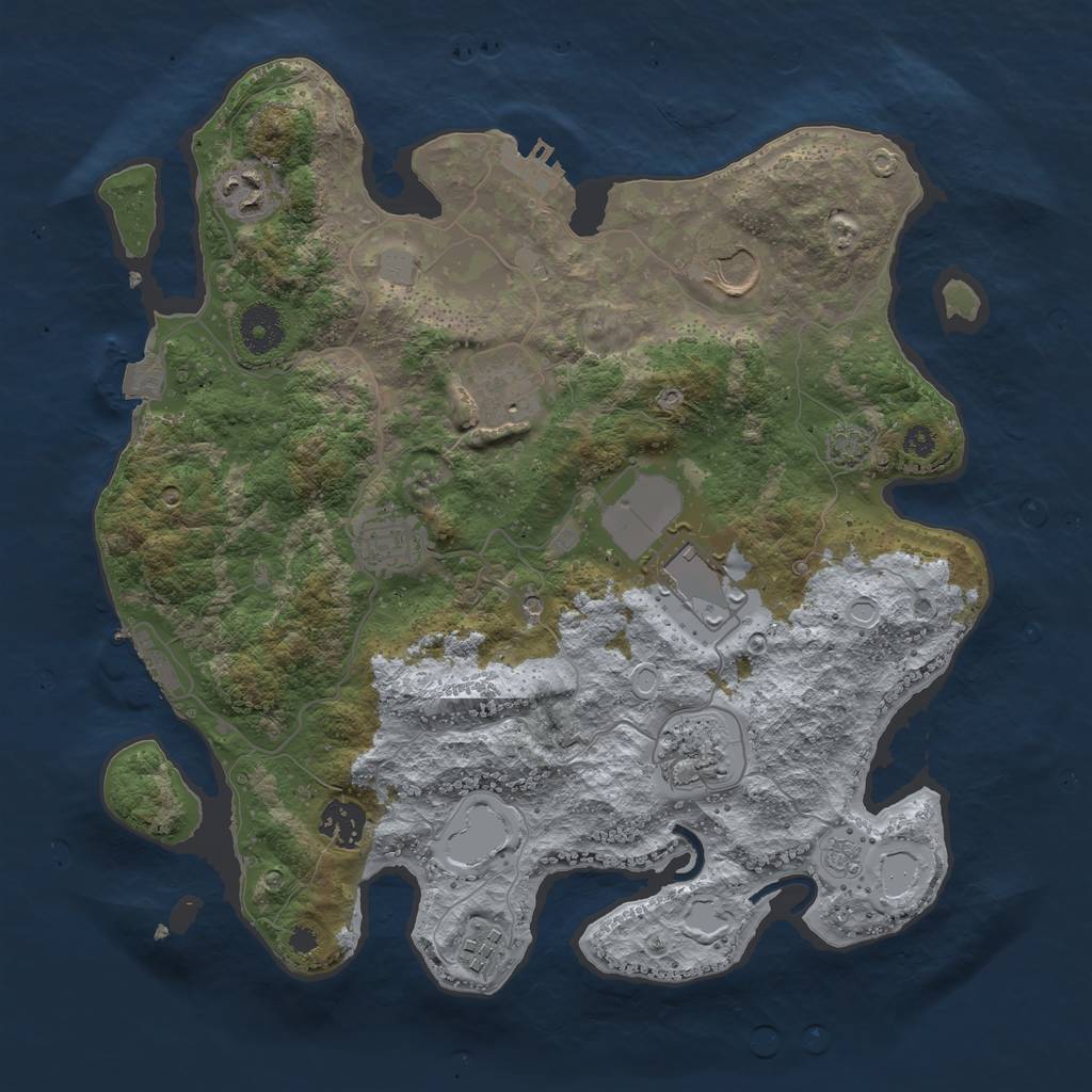 Rust Map: Procedural Map, Size: 3500, Seed: 721602282, 16 Monuments