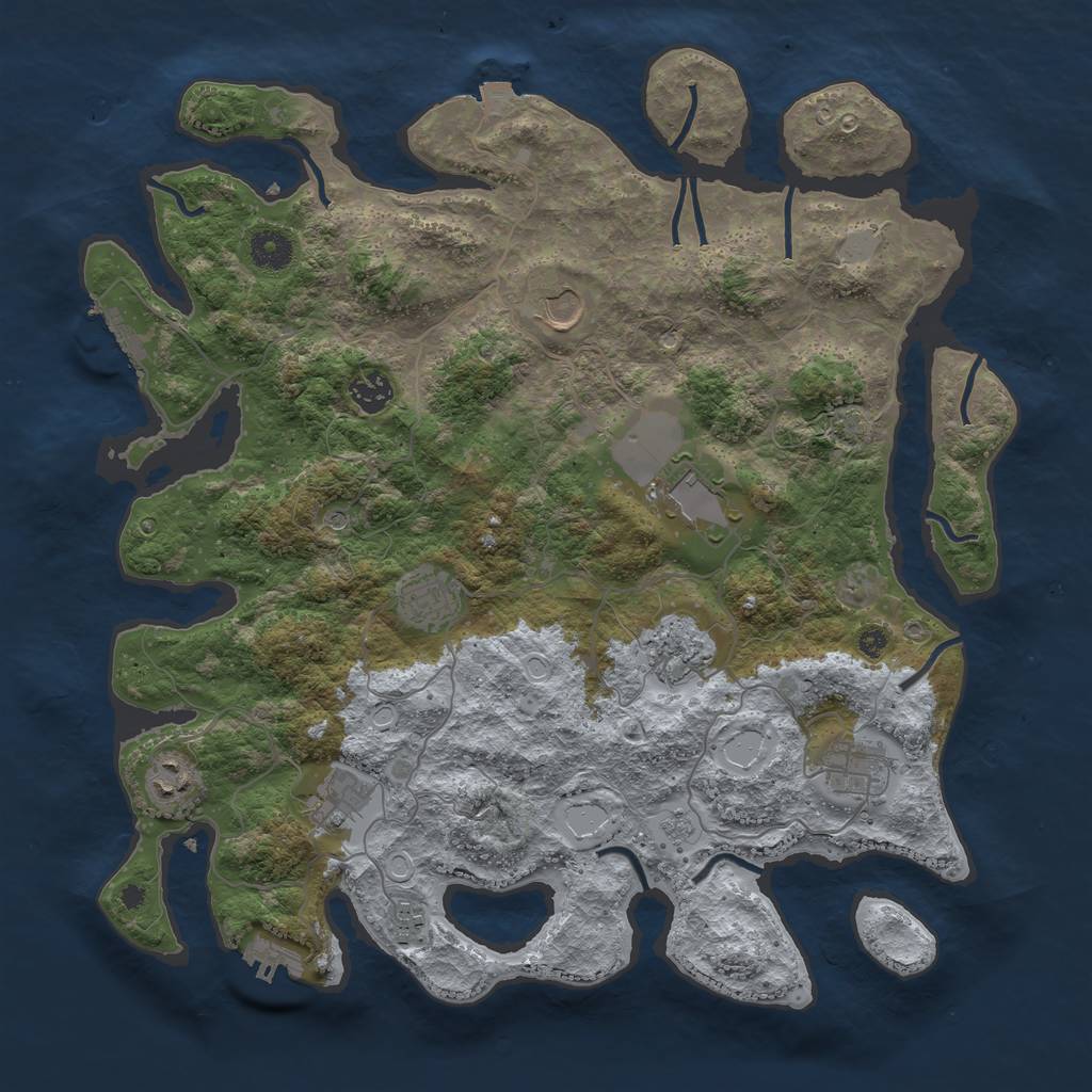 Rust Map: Procedural Map, Size: 3950, Seed: 93871452, 17 Monuments
