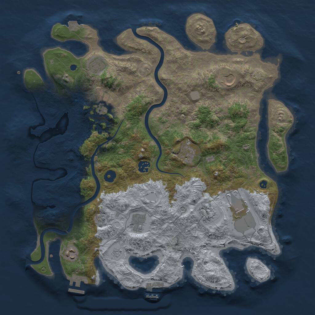 Rust Map: Procedural Map, Size: 3950, Seed: 93871452, 16 Monuments