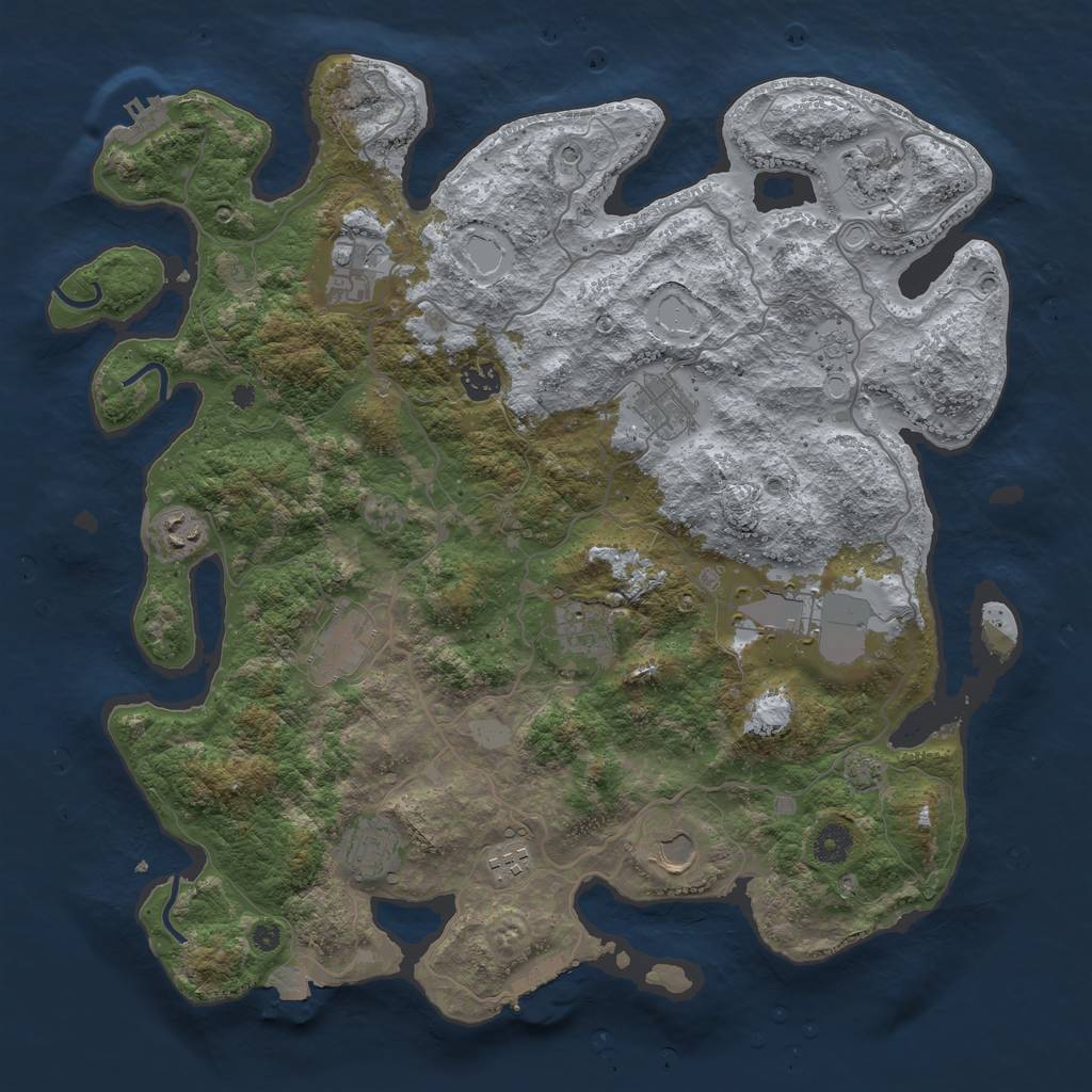 Rust Map: Procedural Map, Size: 4100, Seed: 54593172, 19 Monuments