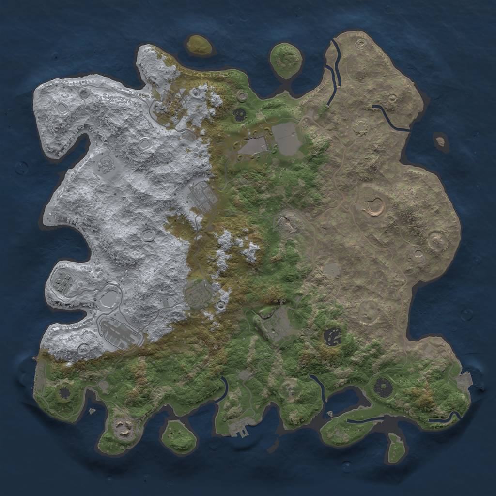 Rust Map: Procedural Map, Size: 3950, Seed: 27146831, 18 Monuments