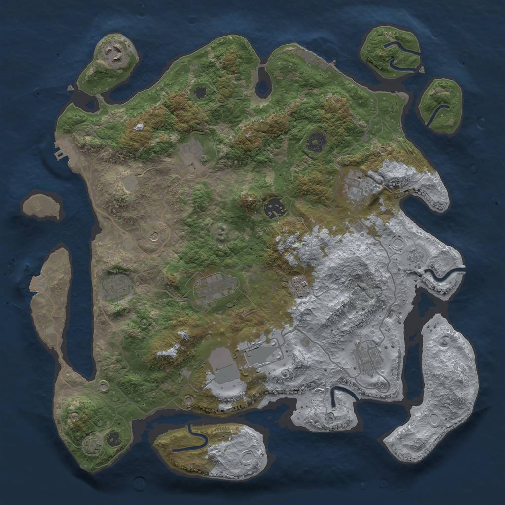Rust Map: Procedural Map, Size: 3700, Seed: 63473320, 17 Monuments