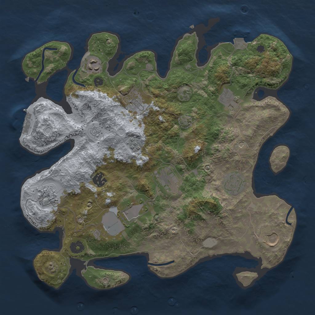 Rust Map: Procedural Map, Size: 3500, Seed: 9081656, 17 Monuments