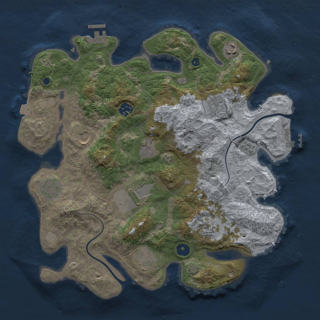 Rust Map: Procedural Map, Size: 3700, Seed: 36964, 16 Monuments