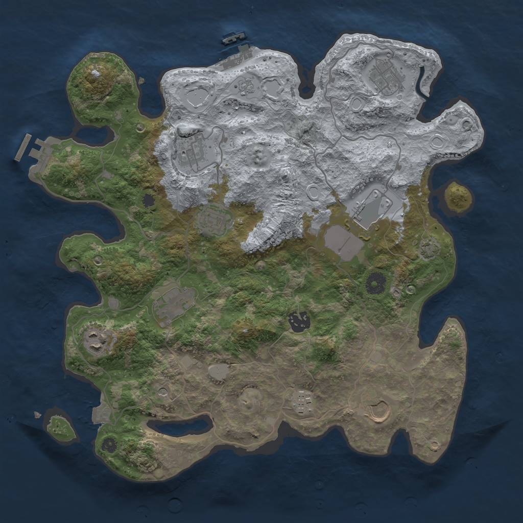 Rust Map: Procedural Map, Size: 3600, Seed: 88739899, 17 Monuments