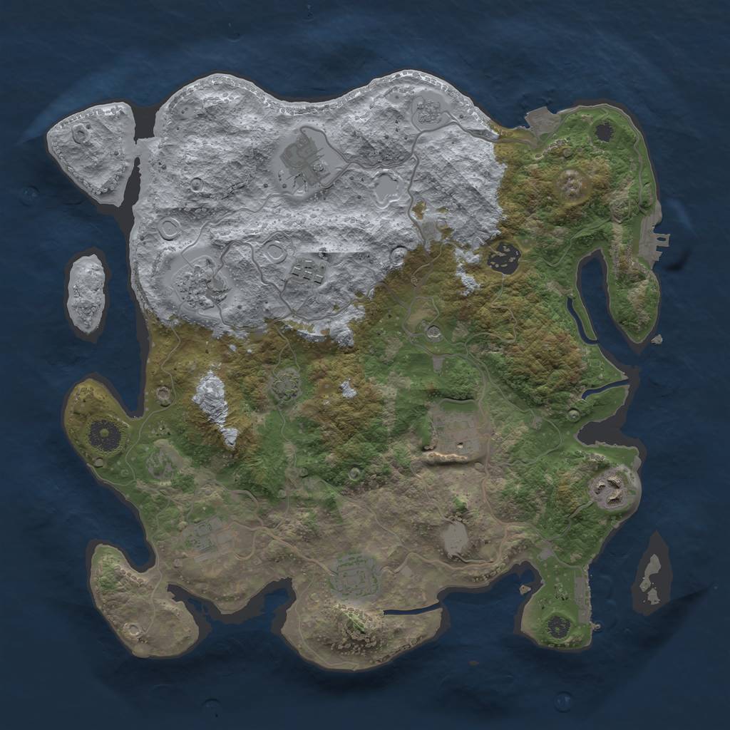 Rust Map: Procedural Map, Size: 3450, Seed: 18440655, 16 Monuments