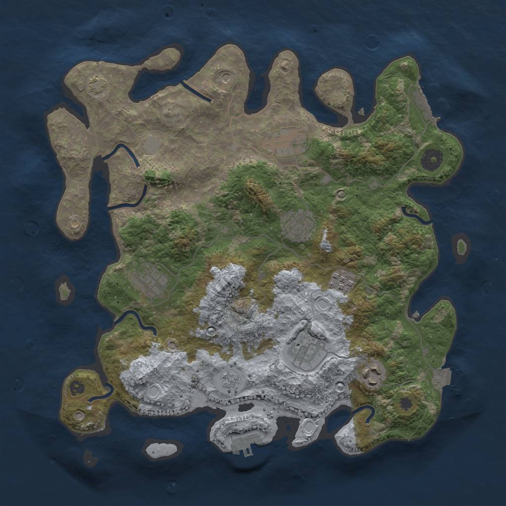 Rust Map: Procedural Map, Size: 3450, Seed: 6107122, 14 Monuments