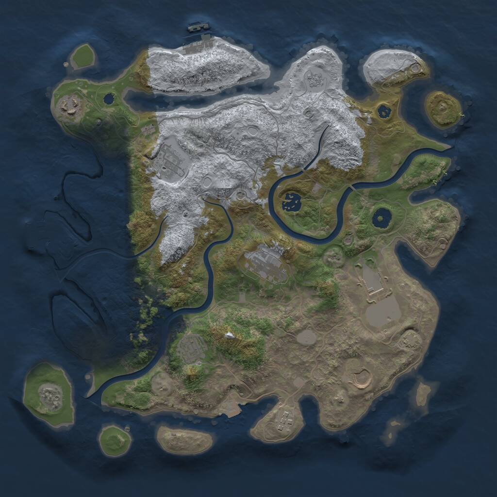 Rust Map: Procedural Map, Size: 3800, Seed: 60478097, 14 Monuments