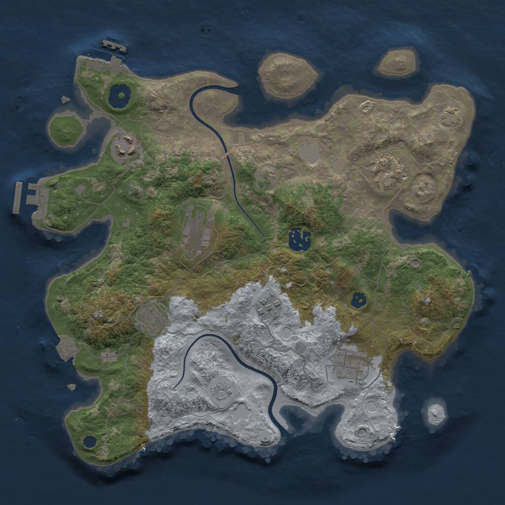 Rust Map: Procedural Map, Size: 3200, Seed: 2068044467, 12 Monuments