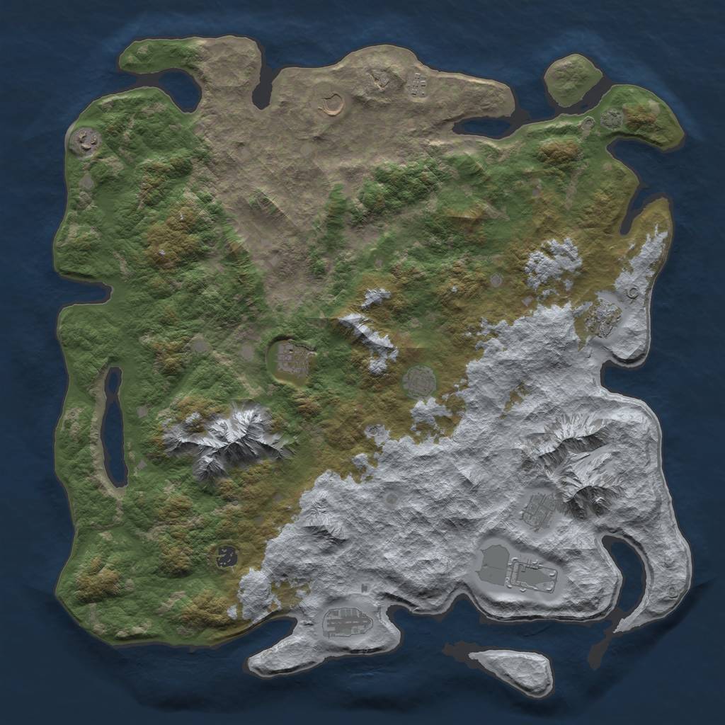 Rust Map: Barren, Size: 5000, Seed: 111, 14 Monuments