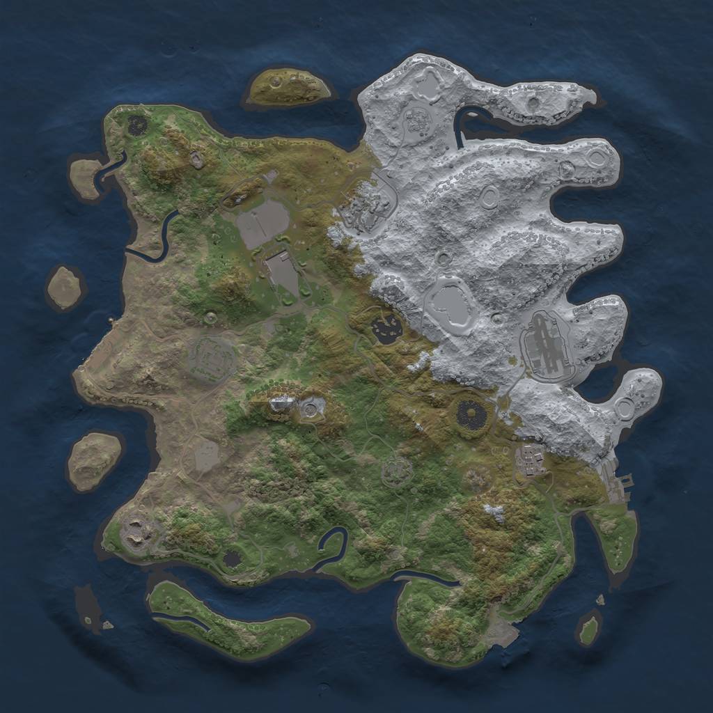 Rust Map: Procedural Map, Size: 3550, Seed: 39406638, 15 Monuments