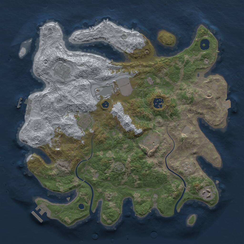 Rust Map: Procedural Map, Size: 3500, Seed: 69977455, 13 Monuments