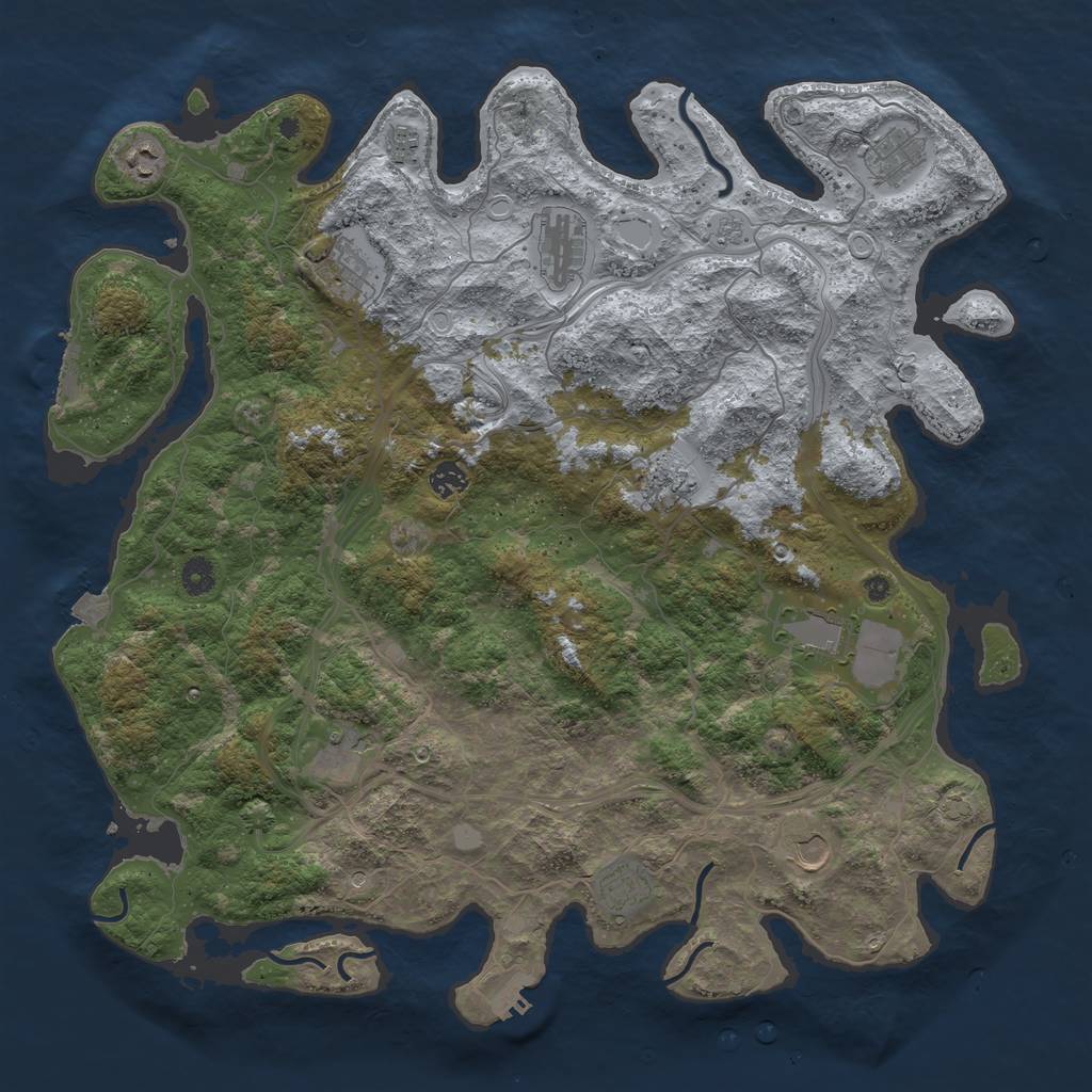 Rust Map: Procedural Map, Size: 4500, Seed: 387186047, 19 Monuments