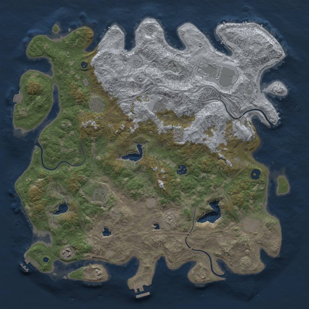 Rust Map: Procedural Map, Size: 4500, Seed: 387186047, 15 Monuments