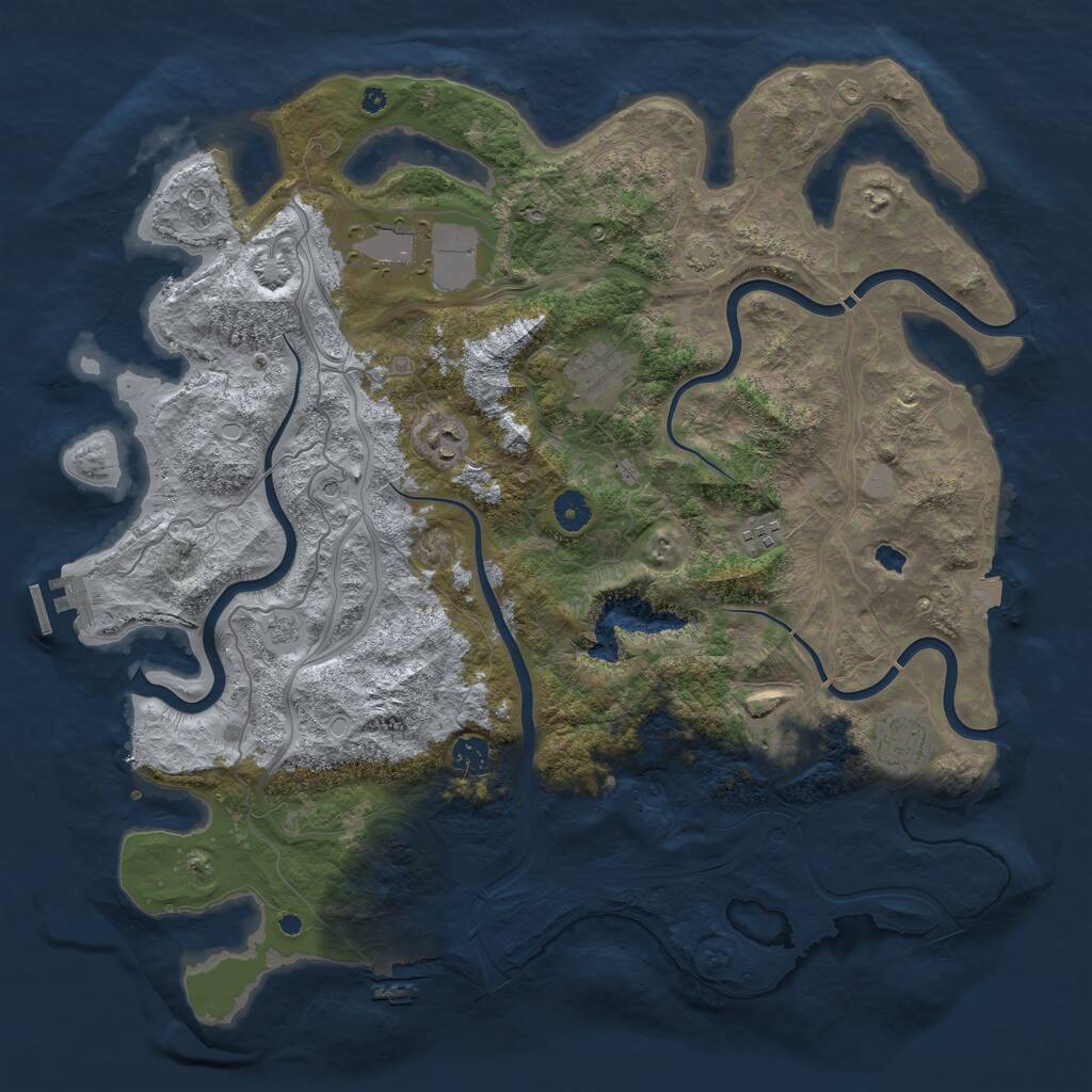 Rust Map: Procedural Map, Size: 4300, Seed: 45273308, 13 Monuments