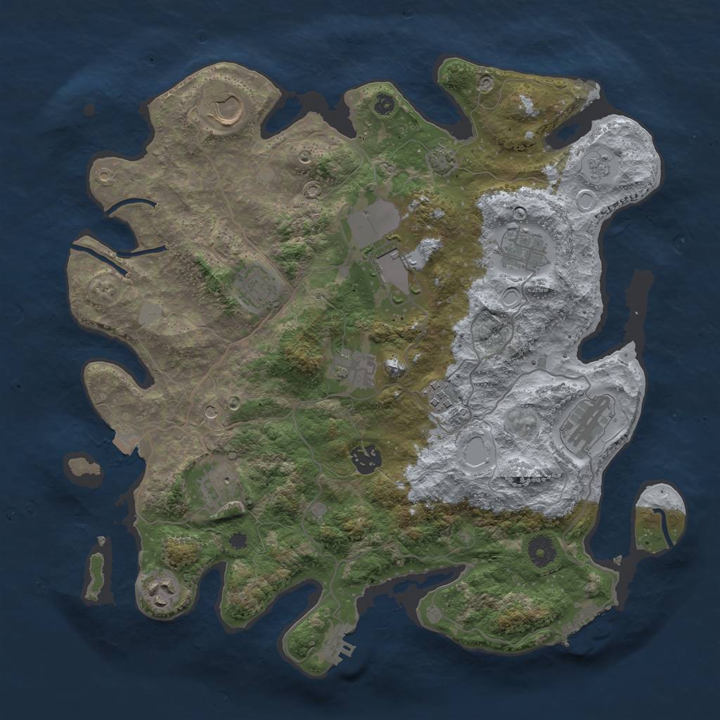 Rust Map: Procedural Map, Size: 3650, Seed: 97399725, 18 Monuments