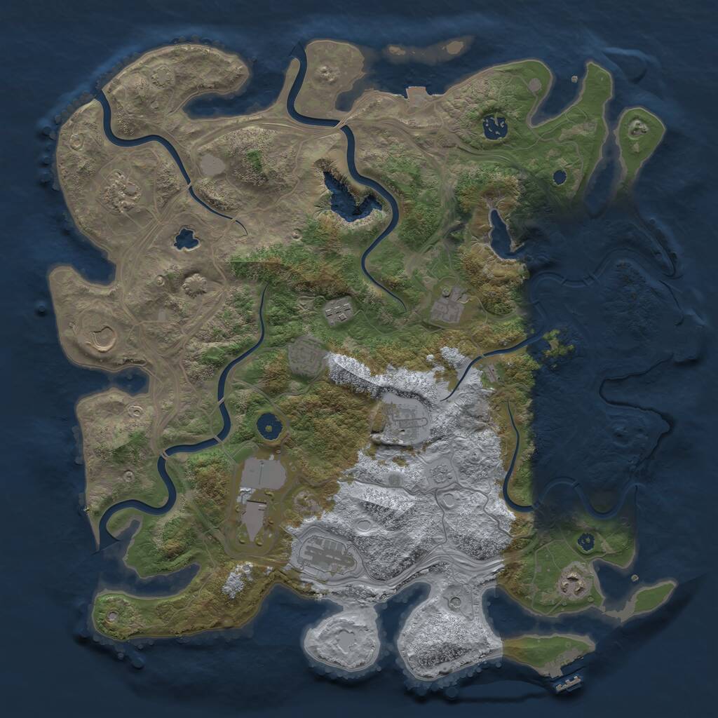 Rust Map: Procedural Map, Size: 4250, Seed: 1223159223, 16 Monuments