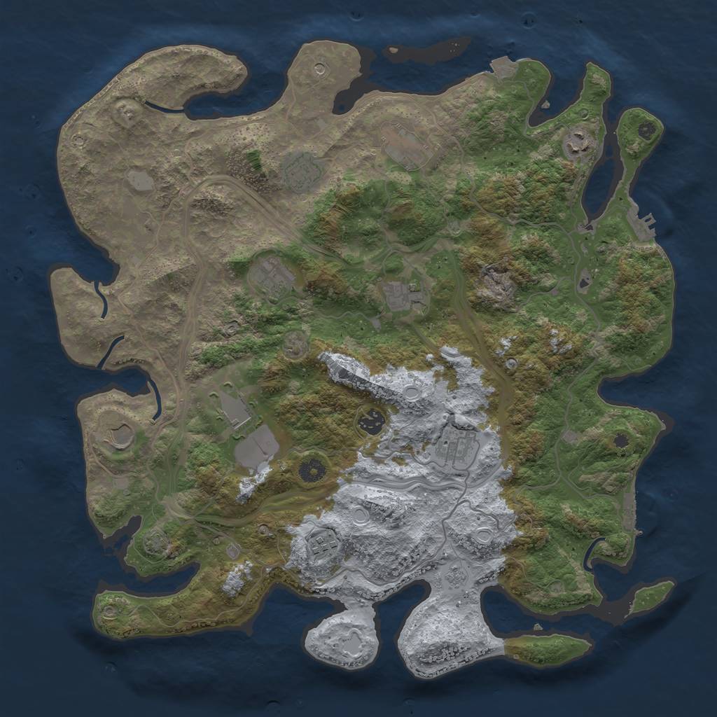 Rust Map: Procedural Map, Size: 4250, Seed: 1223159223, 18 Monuments