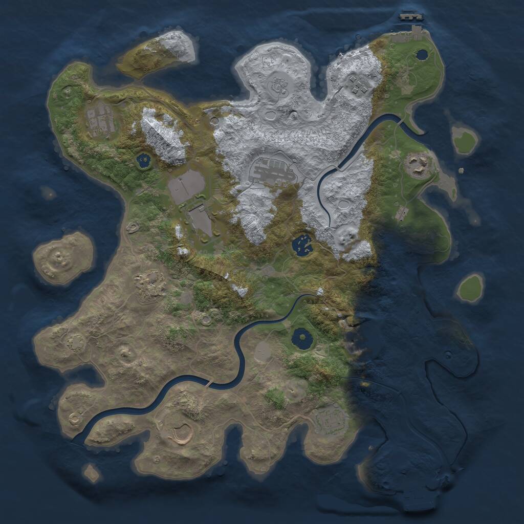 Rust Map: Procedural Map, Size: 3750, Seed: 50251481, 16 Monuments