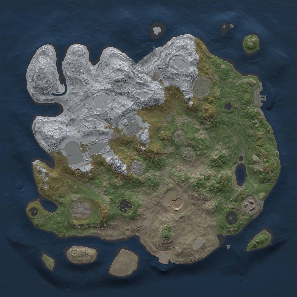 Rust Map: Procedural Map, Size: 3500, Seed: 58733906, 16 Monuments
