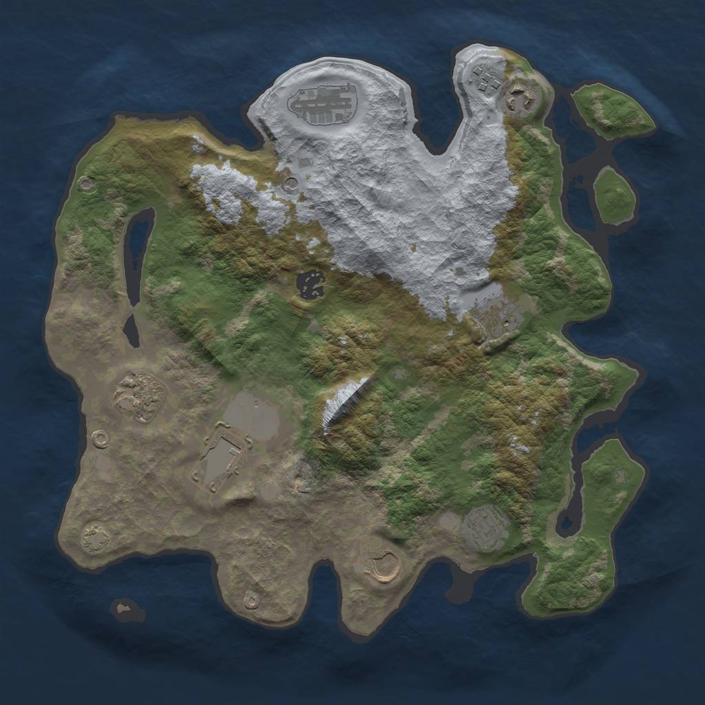 Rust Map: Barren, Size: 3500, Seed: 1923, 13 Monuments