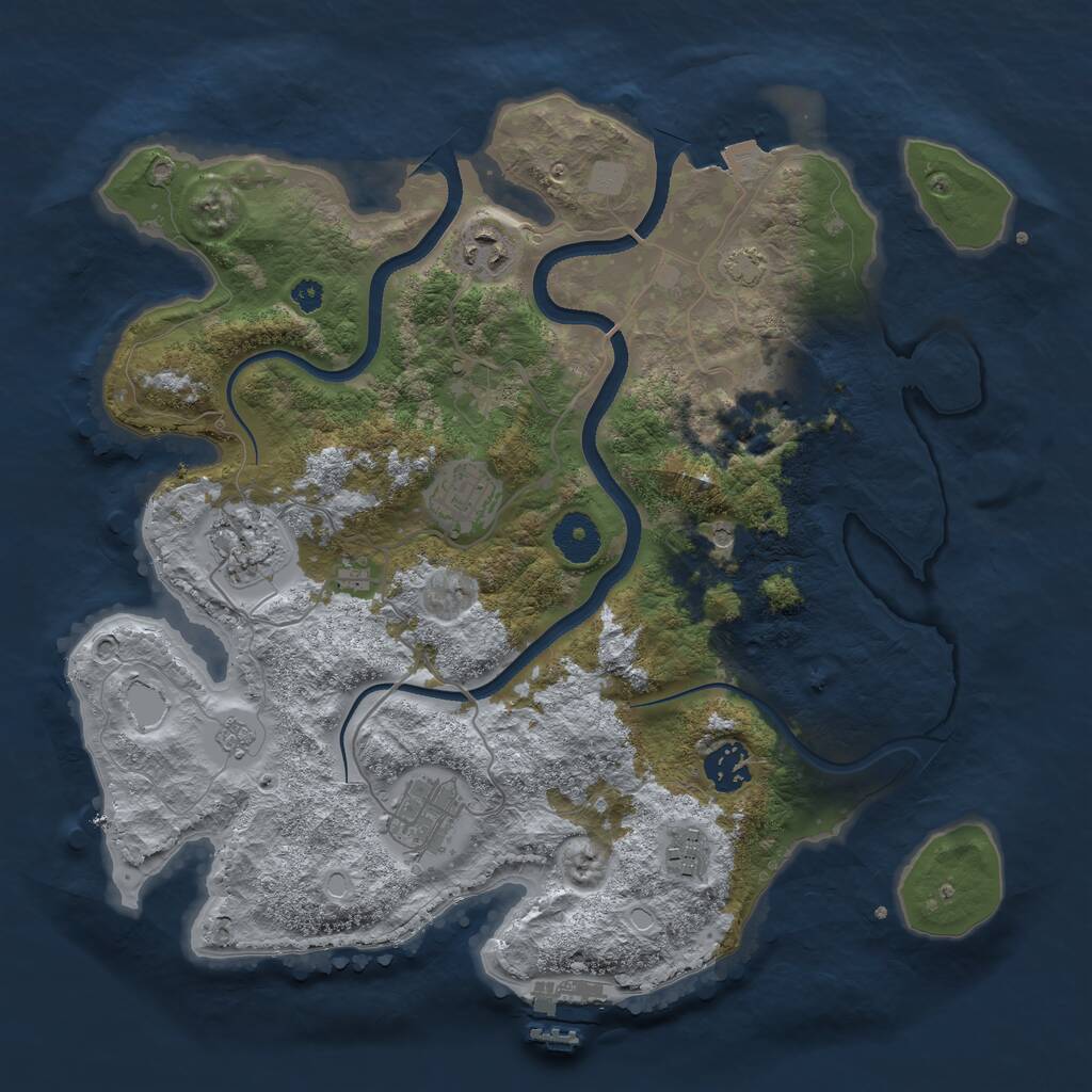 Rust Map: Procedural Map, Size: 3450, Seed: 57300213, 12 Monuments