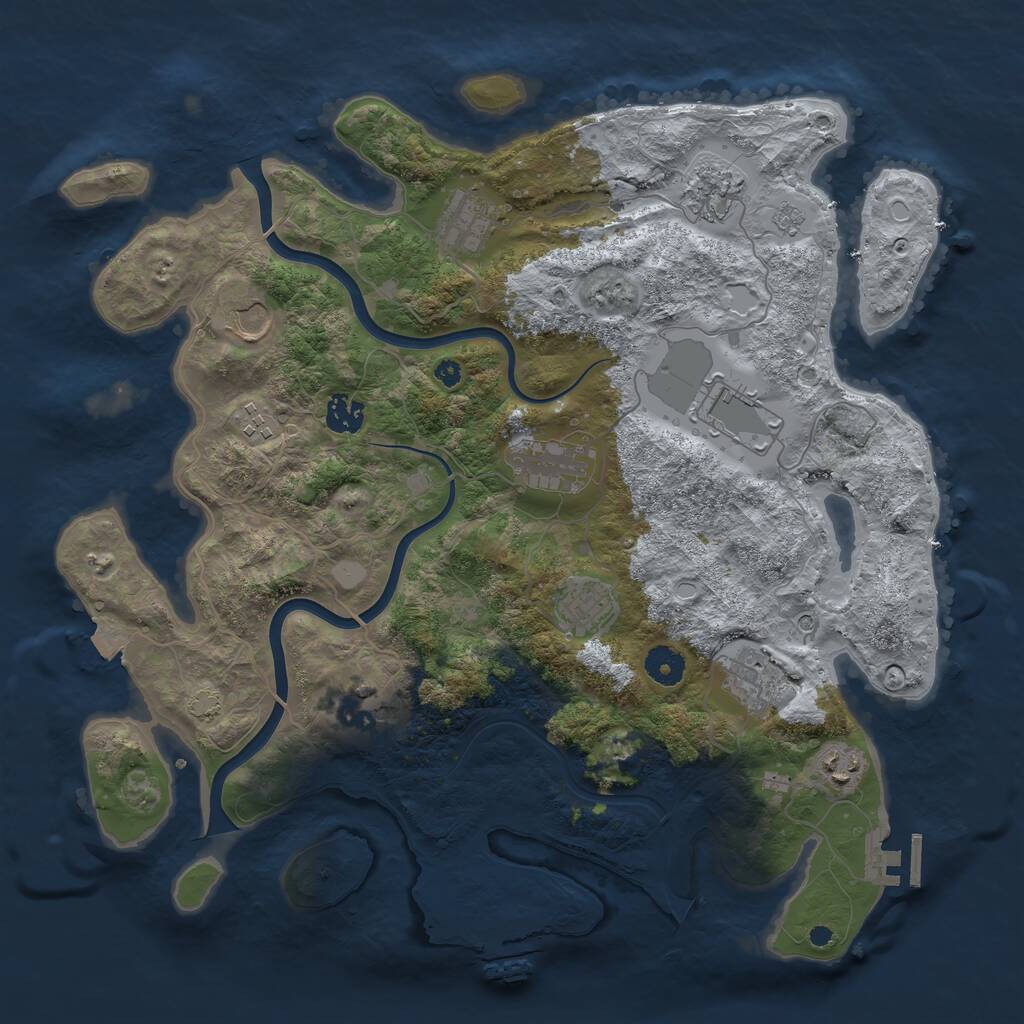 Rust Map: Procedural Map, Size: 3900, Seed: 23323314, 17 Monuments