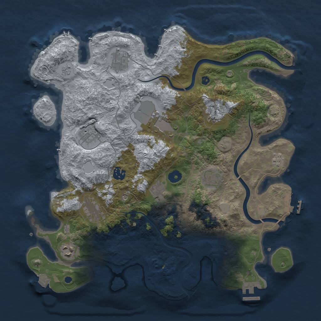 Rust Map: Procedural Map, Size: 3750, Seed: 35348655, 16 Monuments
