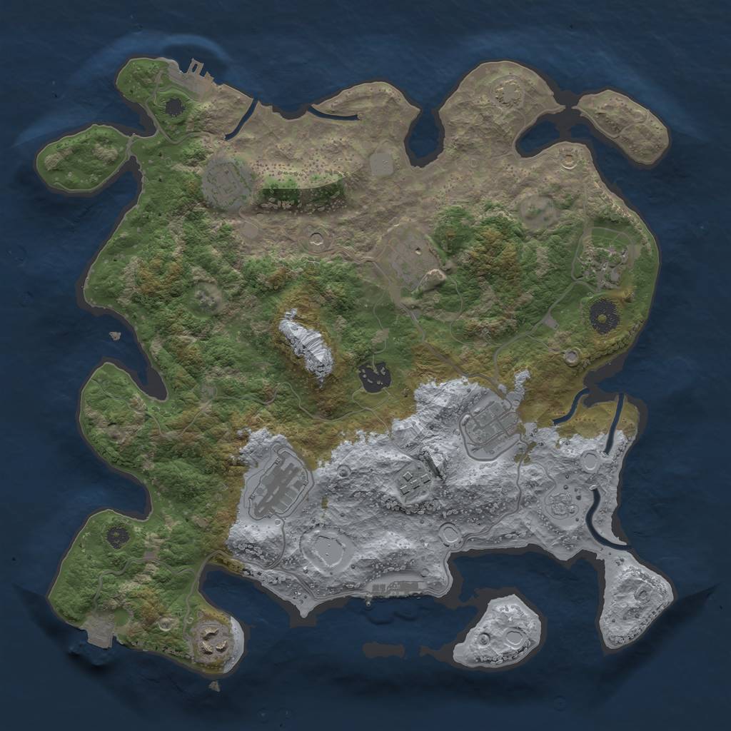 Rust Map: Procedural Map, Size: 3450, Seed: 5934779, 16 Monuments