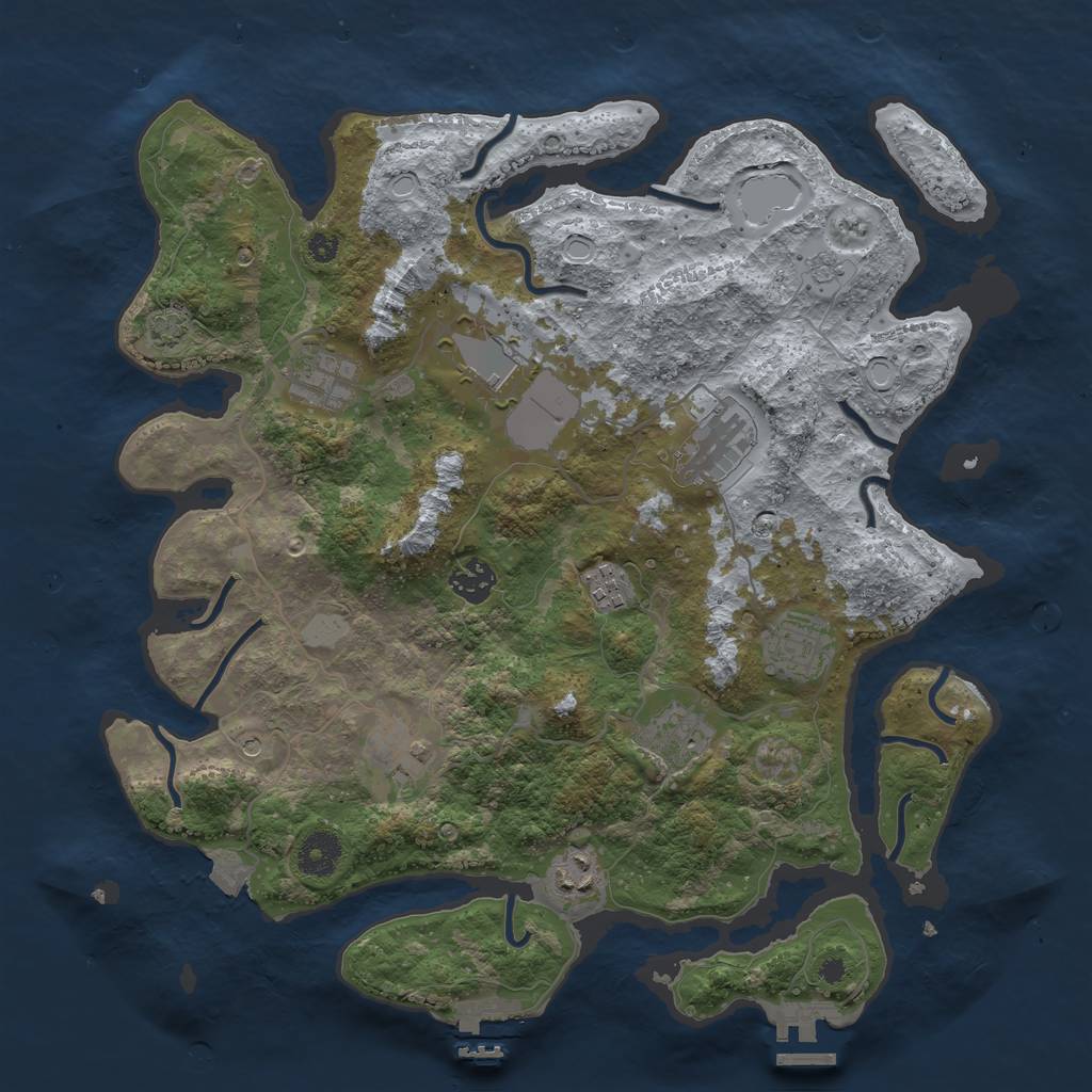 Rust Map: Procedural Map, Size: 3700, Seed: 65854030, 17 Monuments