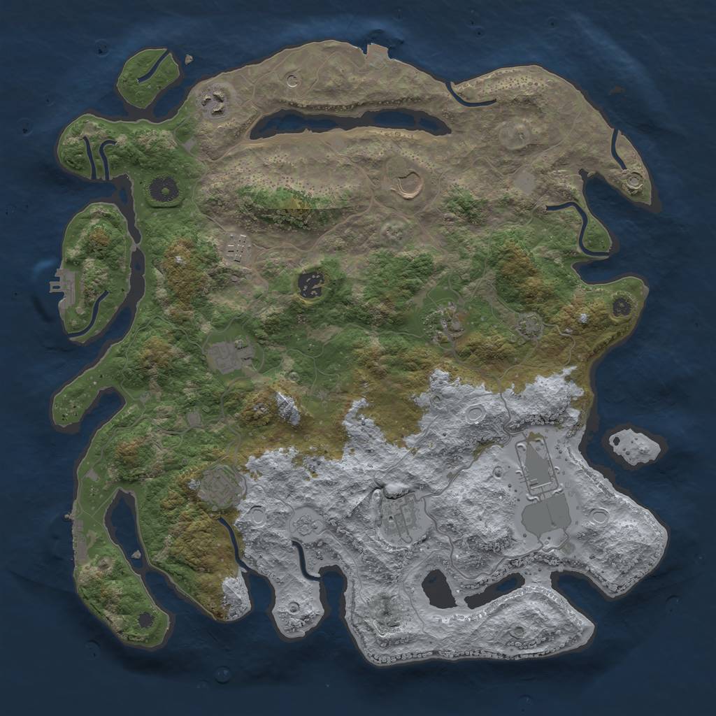 Rust Map: Procedural Map, Size: 3950, Seed: 50883732, 17 Monuments