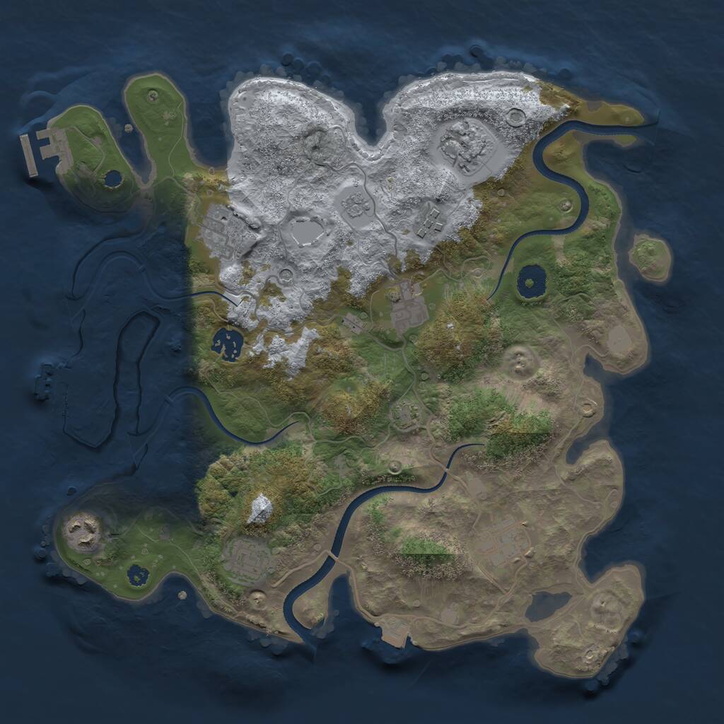 Rust Map: Procedural Map, Size: 3400, Seed: 2487077, 14 Monuments