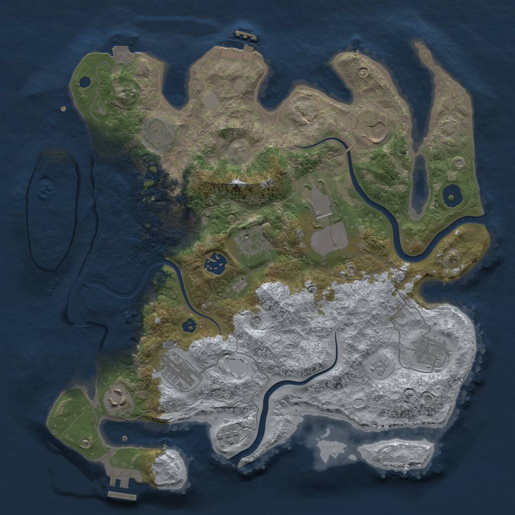 Rust Map: Procedural Map, Size: 3650, Seed: 15292967, 15 Monuments