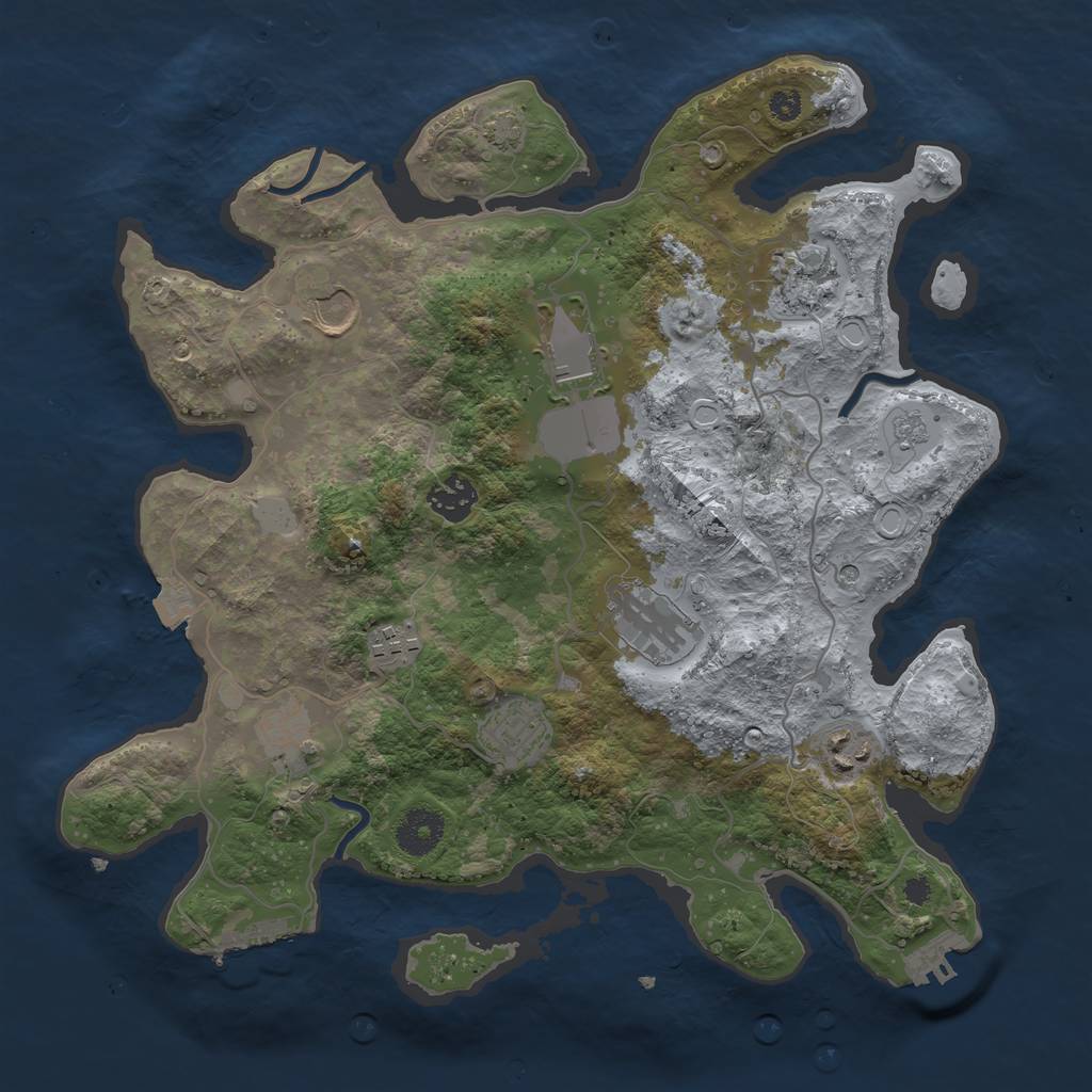 Rust Map: Procedural Map, Size: 3500, Seed: 14683251, 17 Monuments