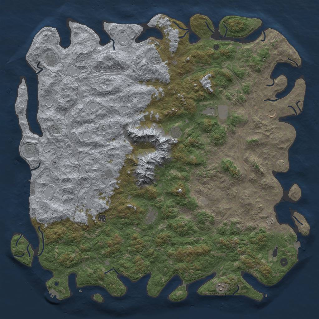 Rust Map: Procedural Map, Size: 6000, Seed: 66521, 19 Monuments
