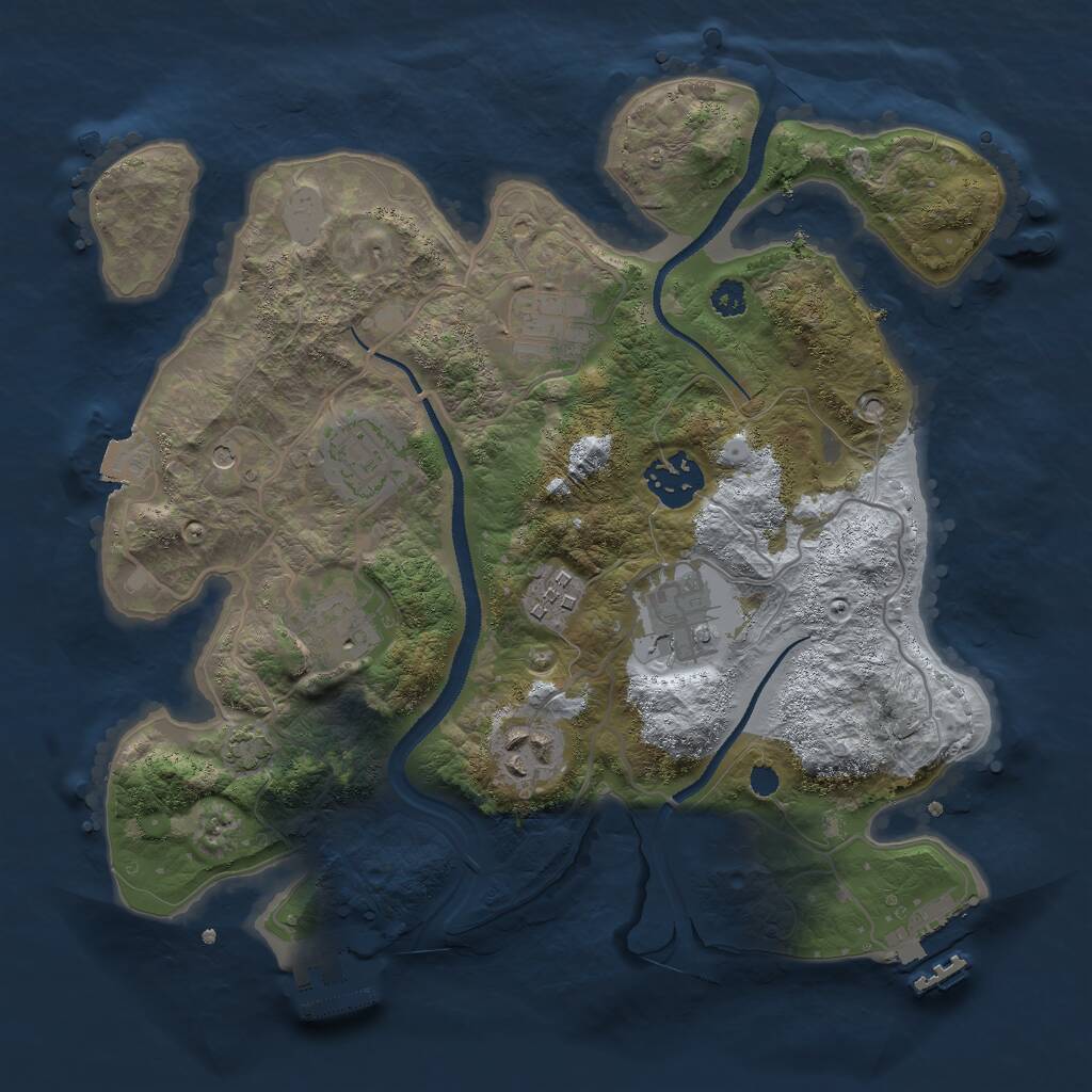 Rust Map: Procedural Map, Size: 3000, Seed: 18914, 12 Monuments