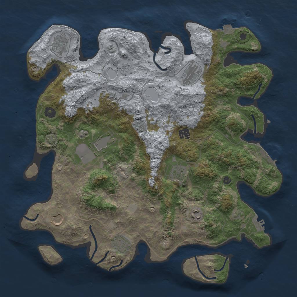 Rust Map: Procedural Map, Size: 3900, Seed: 15025353, 18 Monuments