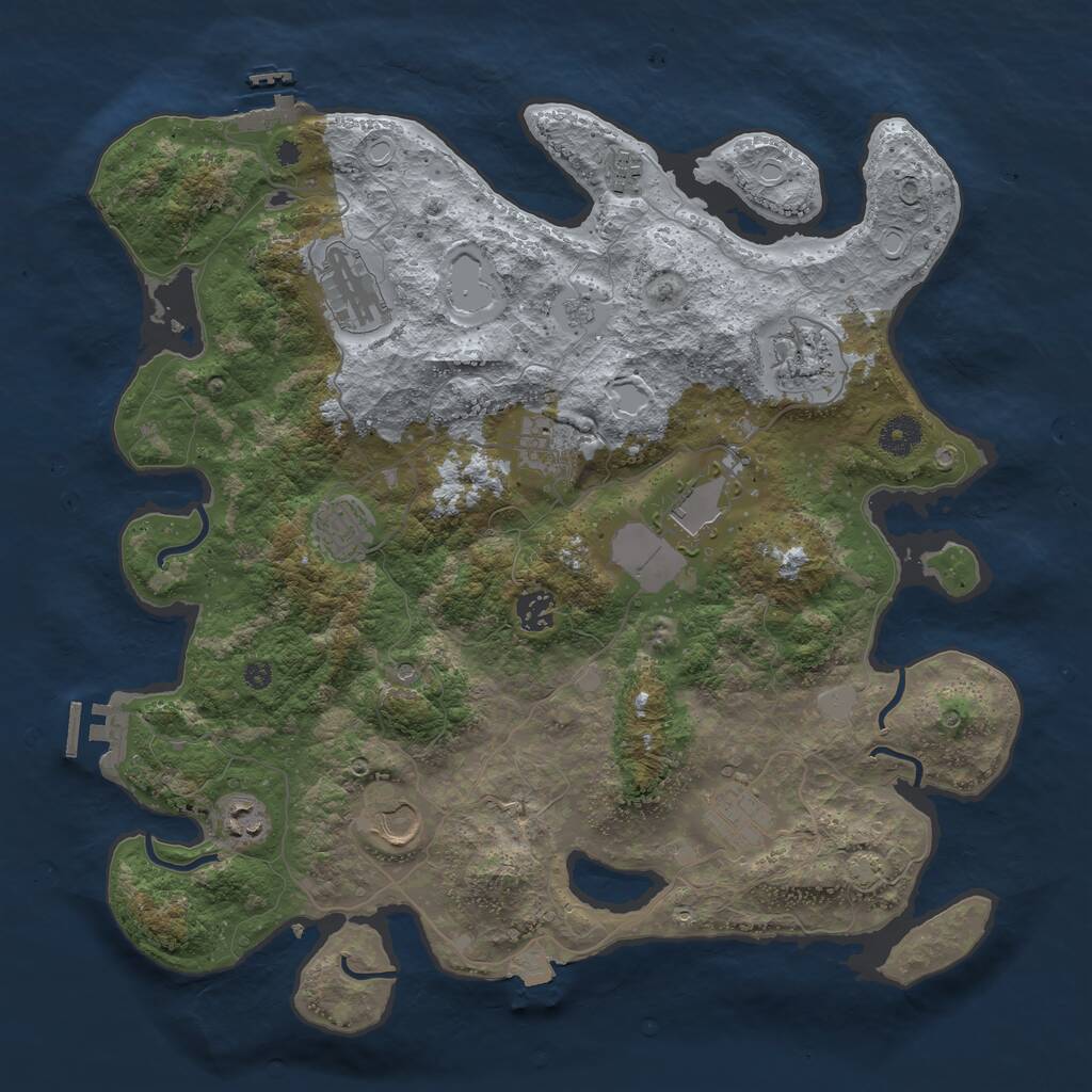 Rust Map: Procedural Map, Size: 3950, Seed: 58955302, 16 Monuments