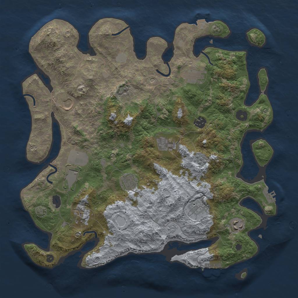 Rust Map: Procedural Map, Size: 3900, Seed: 66093978, 18 Monuments