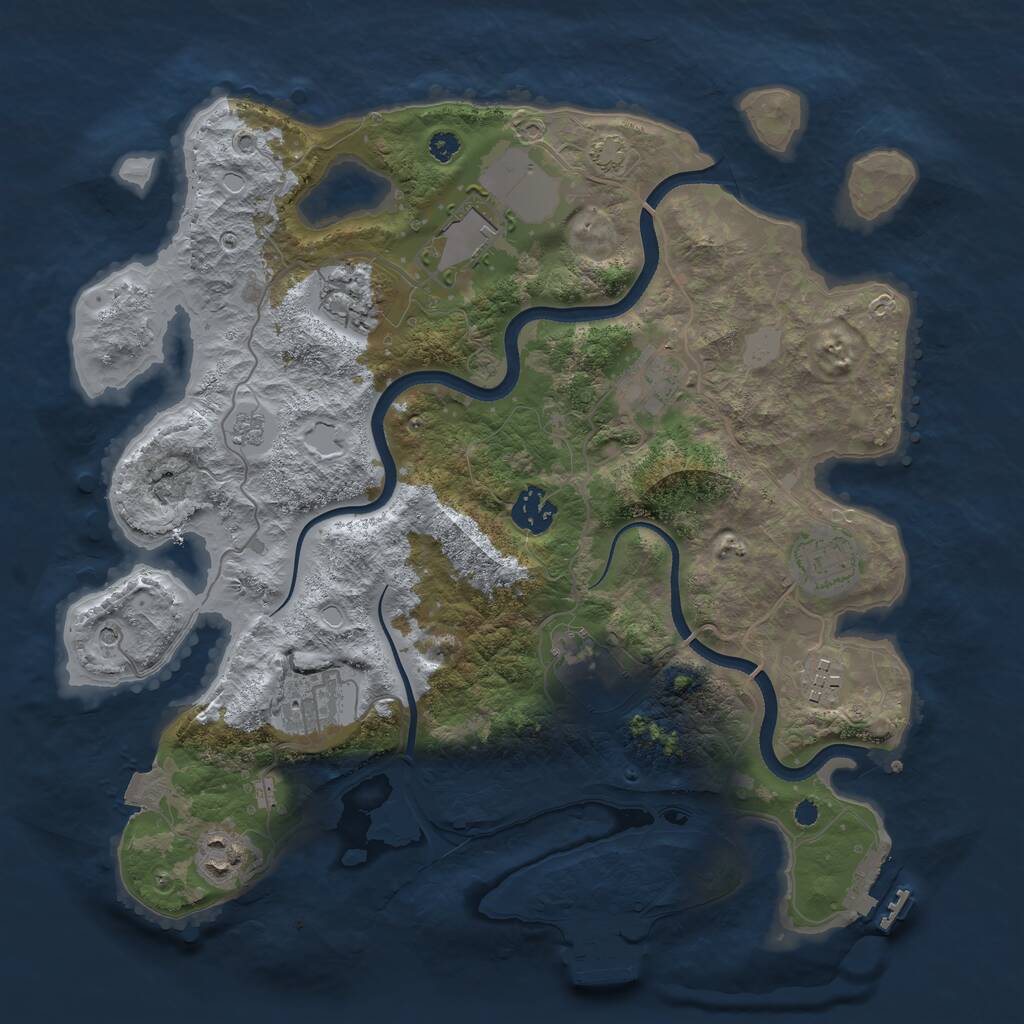 Rust Map: Procedural Map, Size: 3500, Seed: 31911322, 15 Monuments