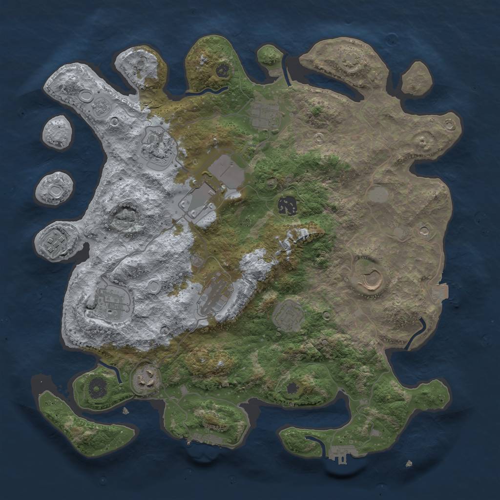 Rust Map: Procedural Map, Size: 3700, Seed: 93396352, 18 Monuments