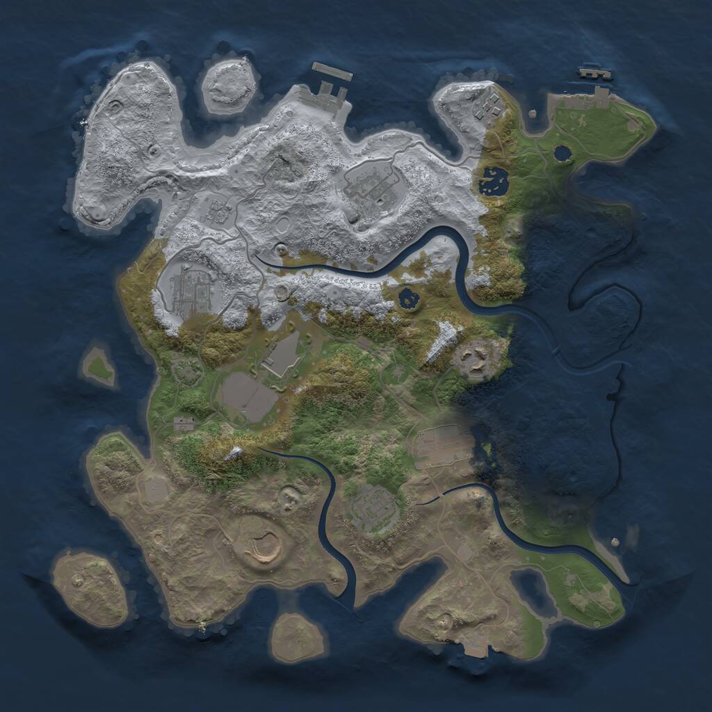 Rust Map: Procedural Map, Size: 3500, Seed: 1015892282, 14 Monuments